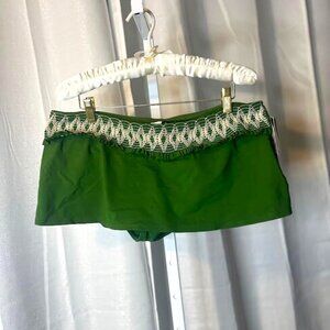 NWT La Blanca Smocked Swim Skirt in Deep Olive Green - Size 14